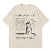 Men's Schrodinger Cat Quantum mechanics creative print 100% pure cotton short-sleeved T-shirt Street casual top