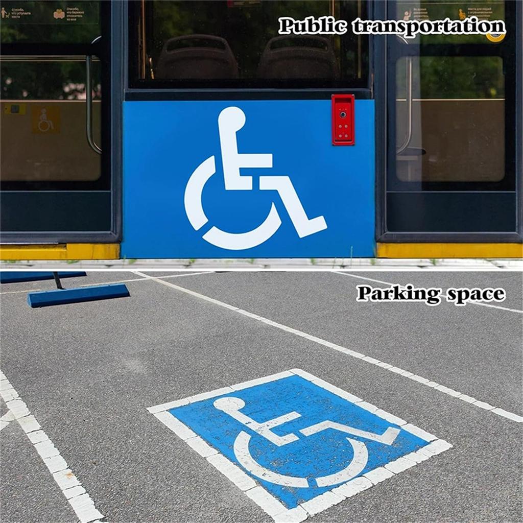 Handicap Parking Stencil, 36x36In Reusable Silicone Parking Lot Stencils for Disabled for Painting, 1mm Thickness, Foldable & Flexible