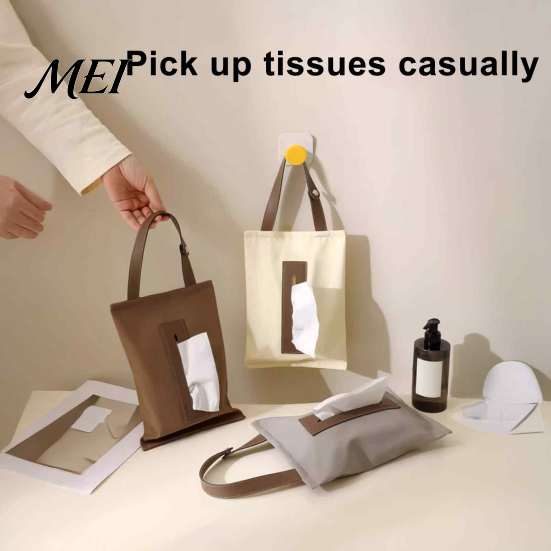 Foldable Fabric Napkin Holder Hanging Canvas Tissue Box, Durable Wall Mounted Paper Towel College Dormitory Desk Organizer Dispenser, Easy Refill