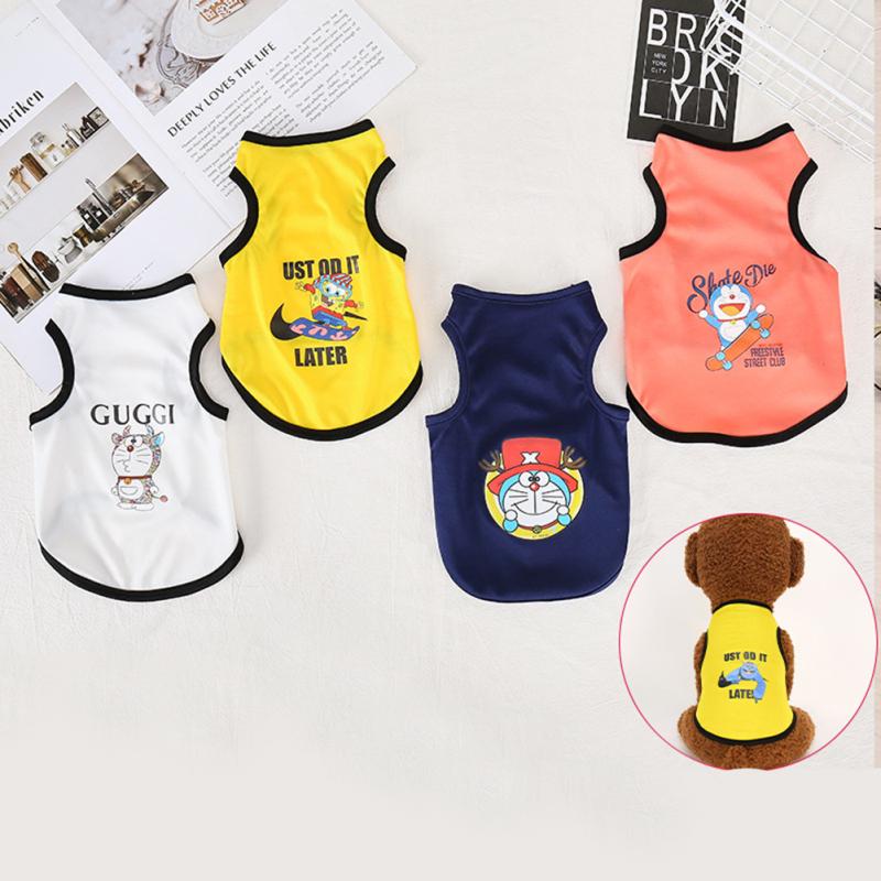 Солнцезащитный жилет для домашних животных, удобная дышащая, хорошая эластичная одежда с принтом для собак и кошек, мультяшная одежда