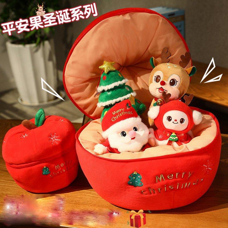 Christmas Gifts Santa Claus Elk Plush Apple Pillow Set Christmas Tree Snowman Stuffed Animal Doll Decor