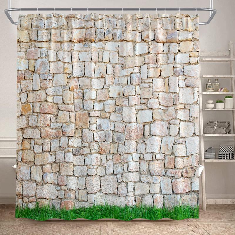 Зеленые листья Шторы для душа Тропический лист Сад Лиана Растение Настенный гобелен Ткань Домашний декор для ванной комнаты Набор занавесок для ванны с крючками