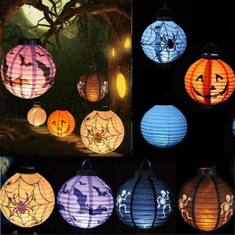 Halloween LED Paper Pumpkin Bat Spider Hanging Lantern Light Holiday Christmas Party Lamp Home Decor CDN