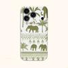 Safari Elephant Silhouette Palm Tree Pattern Graphic Art Design Film Aesthetic Protective Phone Case Cover For iPhone 14 15 16 Pro Max Plus