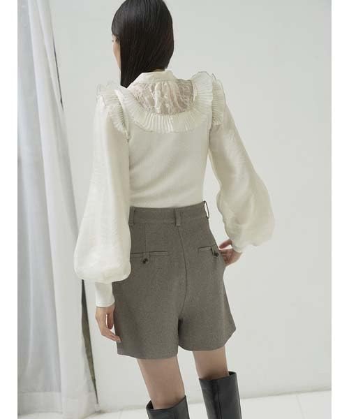 Snidel Пуловер из трикотажа с плиссированным воротником SWNT245231 Белый Женский