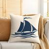 Navy Blue Nautical Ocean Boat Anchor Cushion Cover Silky Short Plush Invisible Zipper Dustproof Sofa Pillow Case For Home Decor