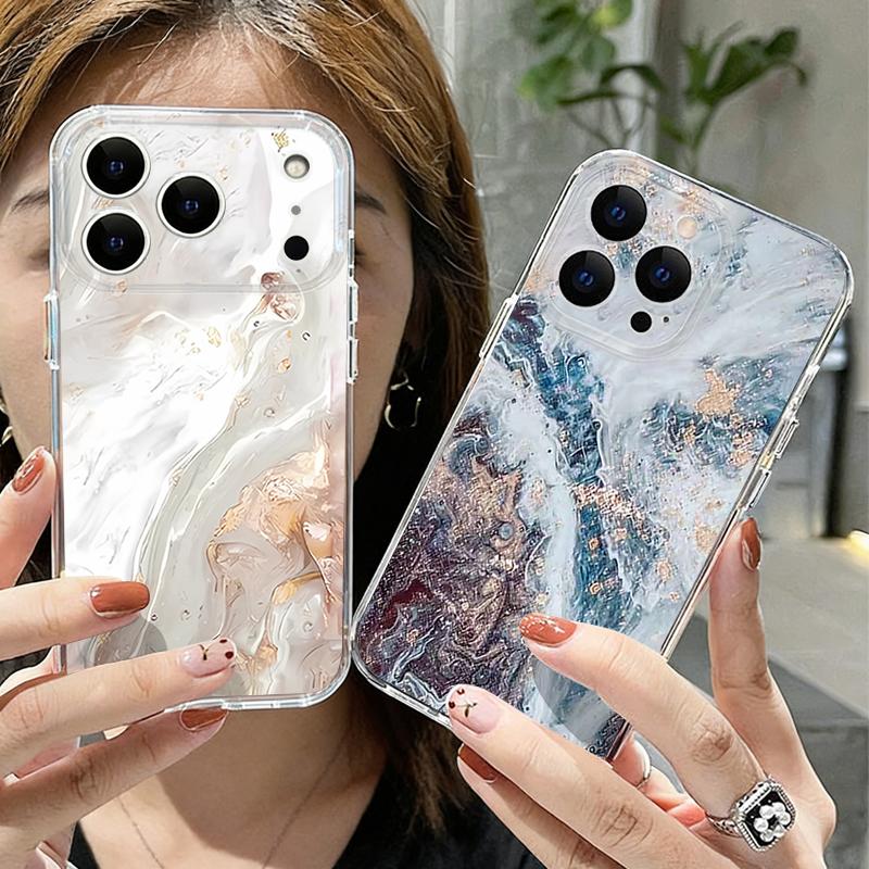 Чехол с мраморным узором и золочением для iPhone 17 Pro Max Coque iPhone 16 15 14 13 12 Pro Max 11 Прозрачный силиконовый мягкий чехол из ТПУ