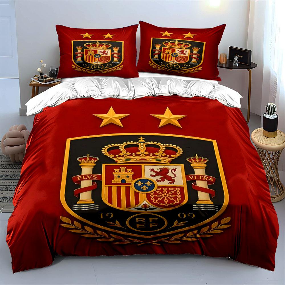 "Spanish National Team Crest Design" Print Bedding Set Duvet Cover Pillowcases (1* Duvet Cover 2* Pillowcases Do Not Include Comforter)