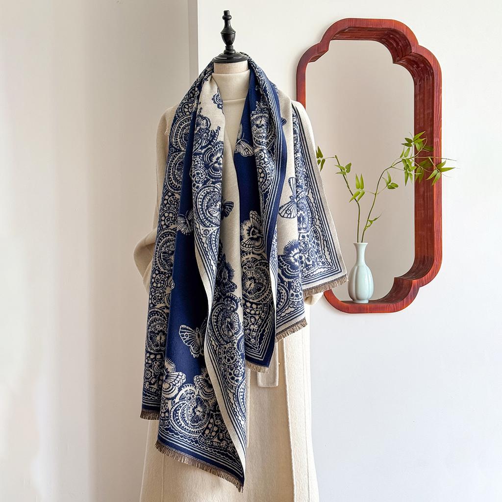 Winter Luxury Women'S Thick Warm Two-Sided Pashmina Wrap Paisley Jacquard Imitation Cashmere Scarf Casual Wear Style Special