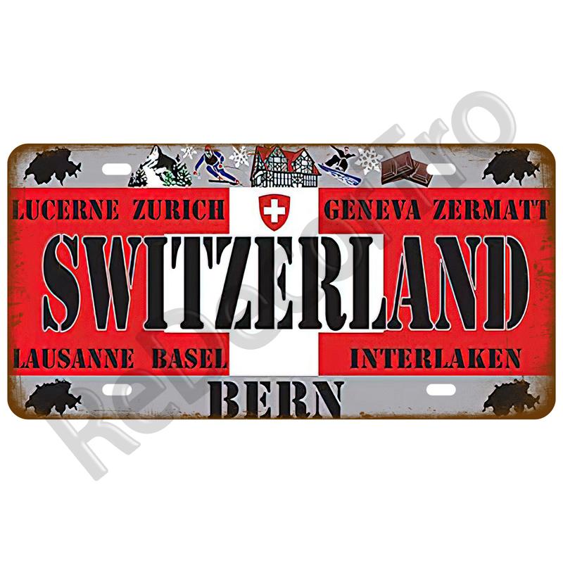 Франция Жестяная табличка Россия Испания Металлическая табличка Германия США Флаг страны Жестяная табличка для стены Домашний ресторан Ремесло Бар Декор