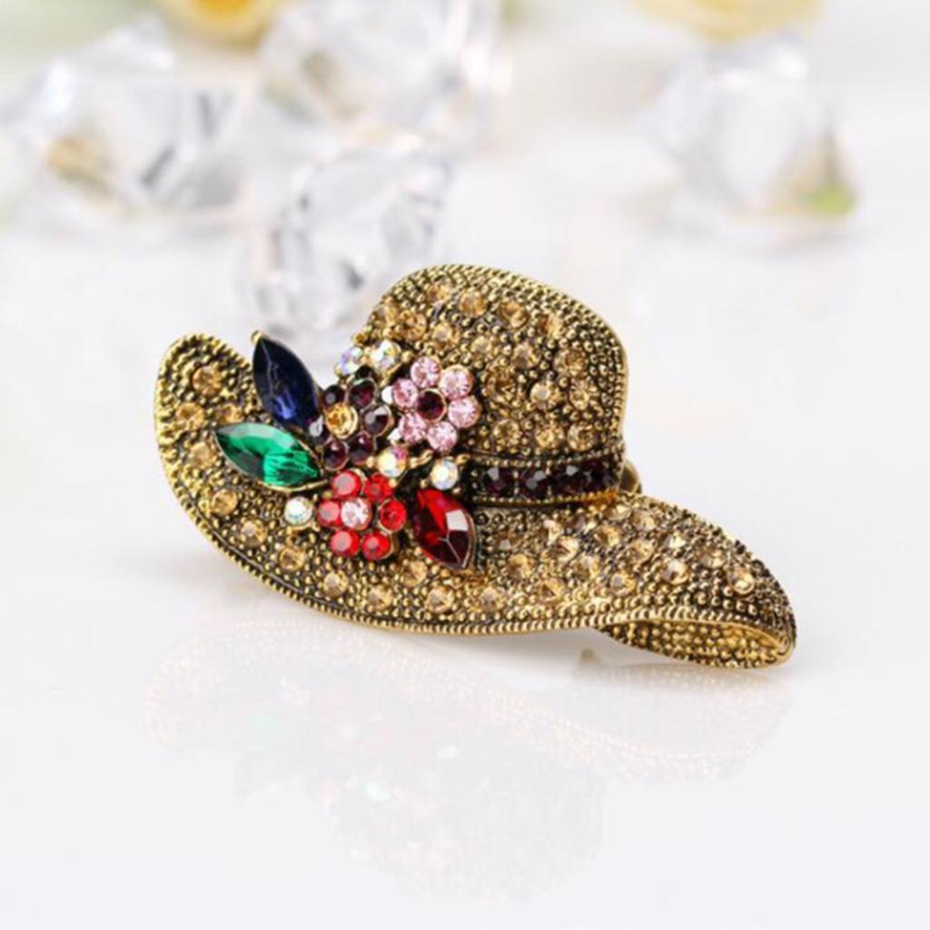 Брошь-сплав в виде шляпы от солнца с бриллиантами, брошь из античного золота, универсальные и элегантные модные аксессуары