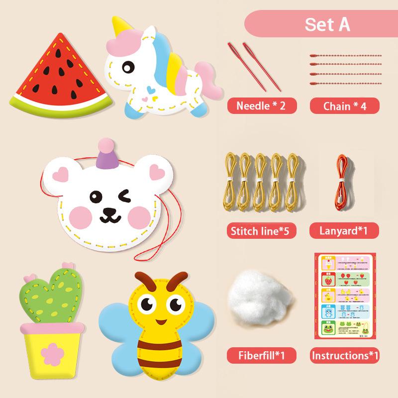Набор для шитья для начинающих детей, рукоделие, милый мультяшный, DIY проекты мягких игрушек, кукол, подвеска, наплечная сумка, игрушки с нитками