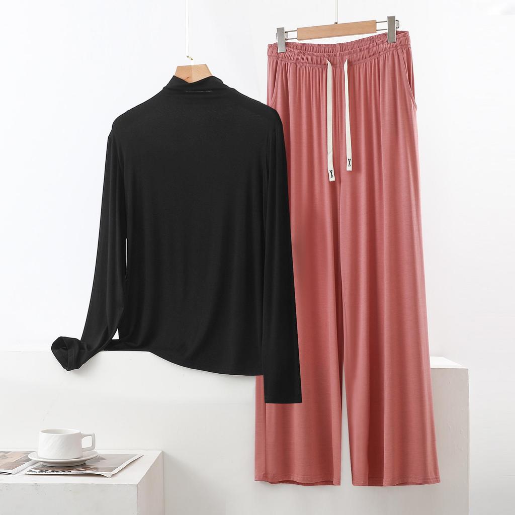 Женский пижамный комплект с высоким воротником и длинным рукавом с защитой плеч - Мягкий, гладкий, больших размеров, летняя одежда для сна