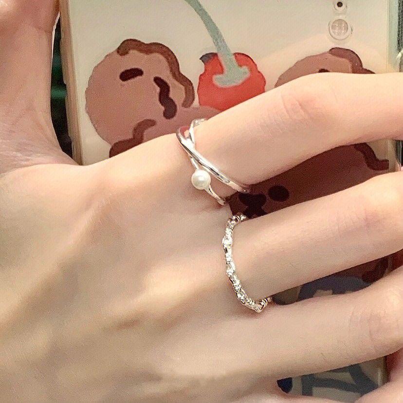 Кольцо из серебра 925 пробы с жемчугом: Женский нишевый дизайн, штабелируемое открытое кольцо, высокая мода, аксессуар для указательного пальца