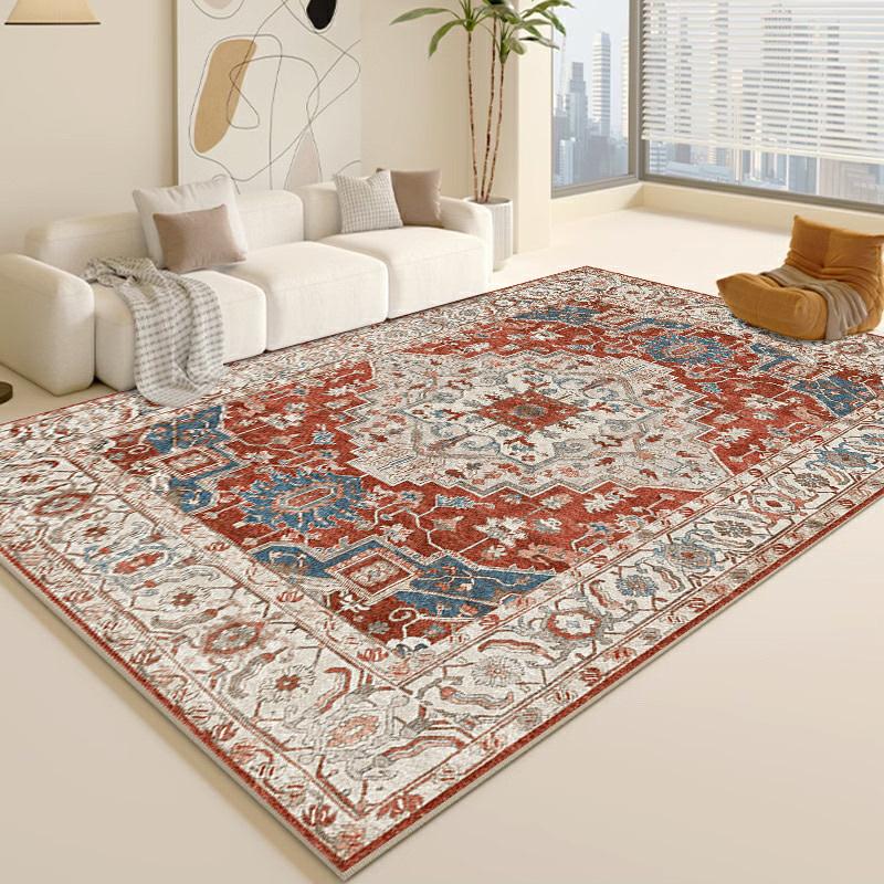 Большой моющийся винтажный шотландский тартан и пейсли - Низкий ворс, не линяет, с нескользящей резиновой основой, серый, бежевый, коричневый