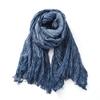 Fashion Crinkle Cotton Linen Scarf for Men Women Soft Warm Pashmina Short Tassel Scarves Male Accessories Bufandas Shawls