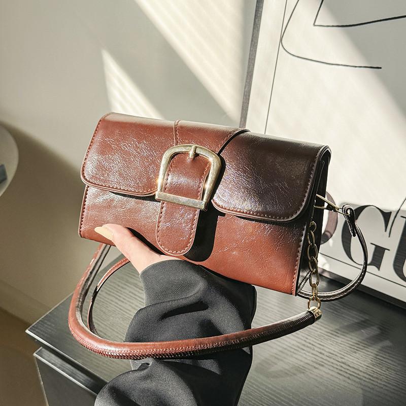 Stylish Pu Leather Small Square Bag For Women 2023 Trend Casual Street Style