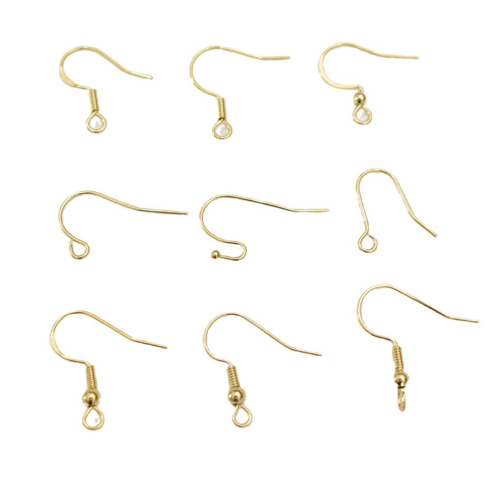 100pcs Color Retention 18K Bag, Gold Diy Ear Hook Accessories, Pure Copper U-Shaped Flattened With Beads,, Hooks, Accessories,, Ear Hooks.