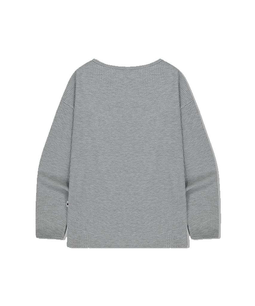 ESCAPEFROM Essentials Waffle Boat Neck Long Sleeve Grey