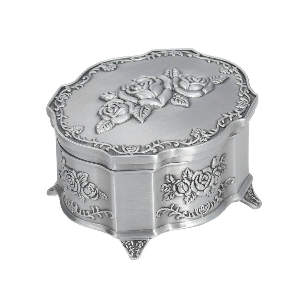 Vintage Jewelry Box, Zinc Alloy Soft Lining EmNaBossed Design Polishing, with Sturdy Trinket Box for Jewelry Storage Gifts