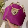 2024 Women Silk Shell Small Square Bags Metal Love Decoration Lock Catch Clutch Retro Simplicity Shoulder Bags Crossbody Bags