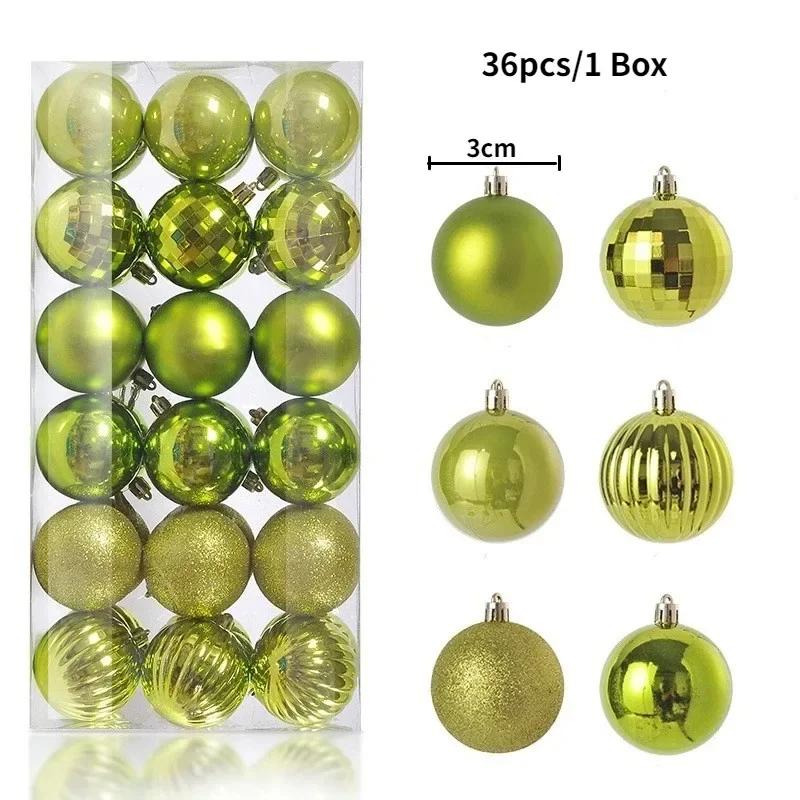 3CM Christmas Balls Decoration Set, 24/36Pcs Hanging Ball Pendants for Navidad New Year Home Party Decor, Christmas Tree Ornaments