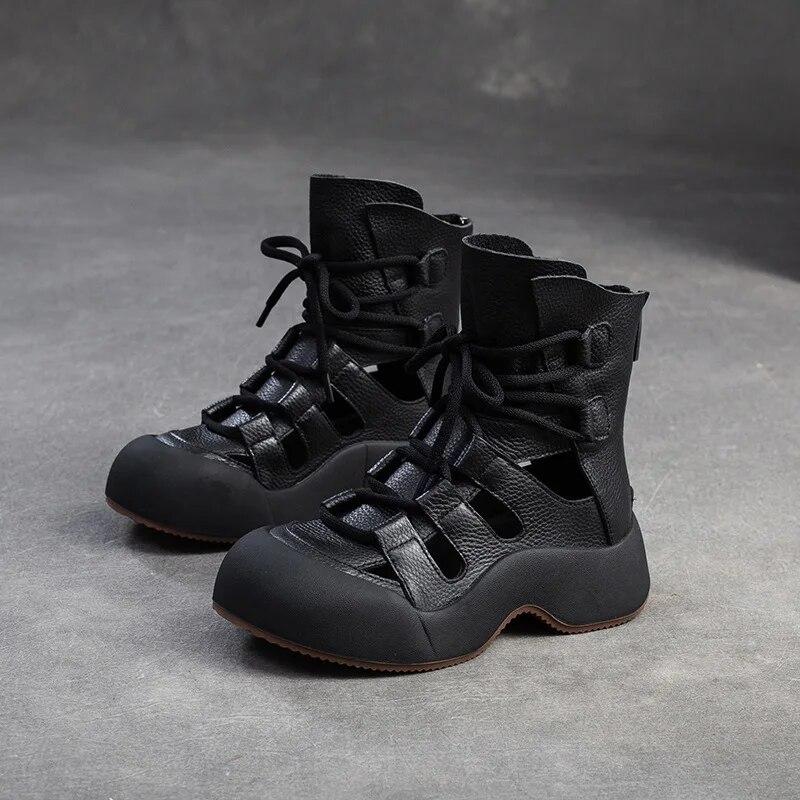 Johnature Модные сандалии из натуральной кожи, дышащие летние ботинки в стиле ретро, универсальная женская обувь