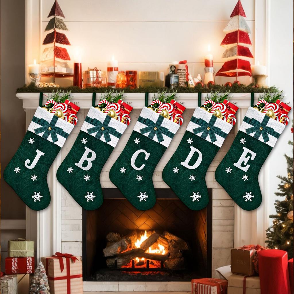 Christmas Stockings Small Embroidered Letter Knitted Xmas Hanging Stocking Decorations Christmas Party Decor