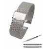 Calm Milanese Stainless Steel Watch Mesh Strap, Polished Straight Link, 18mm - 24mm (20mm, Silver)
