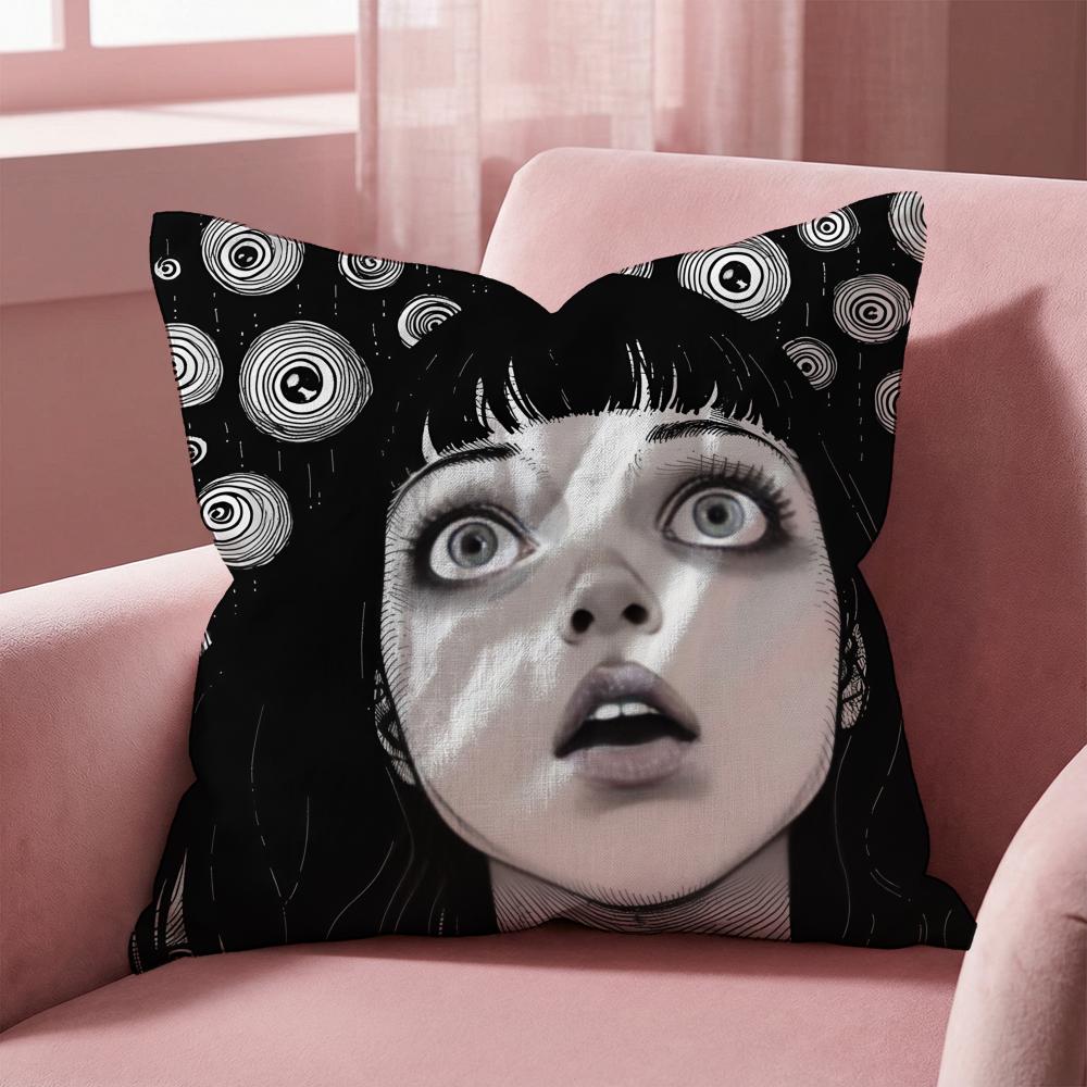 Чехол на подушку J-Junji Ito Ужасы Хоррор, Универсальный чехол для подушки для дома и автомобиля - Двусторонний, Мягкий и Прочный для Повседневного Использования