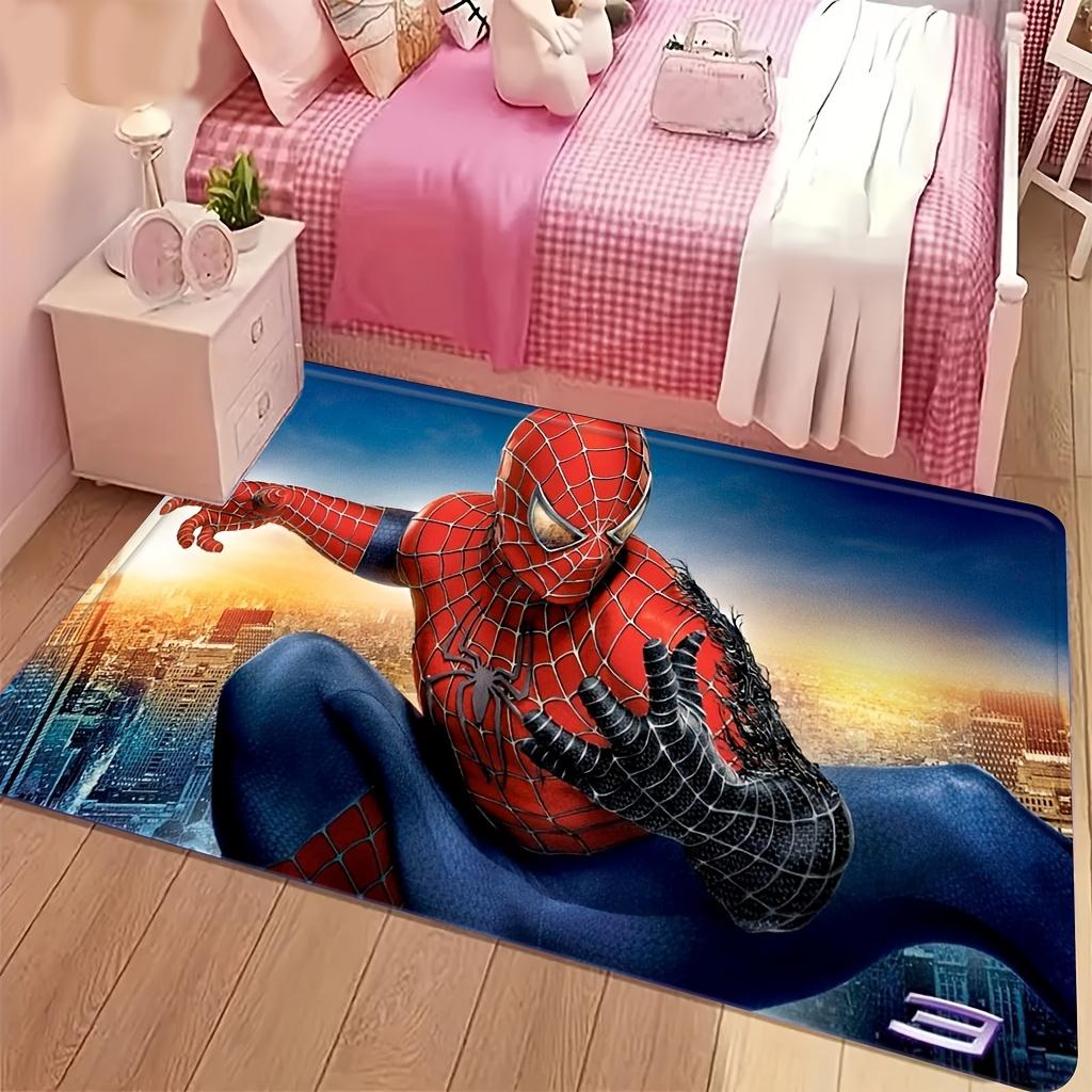 Marvel 1pc Cartoon Print Doormat, Spider-Man Red and Blue Spider-Web Suit with City Background in Dynamic Pose, Easy to Clean,
