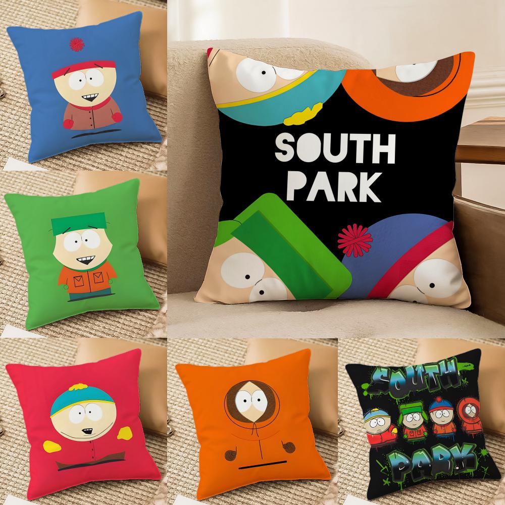 Anime SSouths PPark Cushion Cover Short plush Doublesided Print Square Throw Pillow Covers Sofa Home Cushion Decor