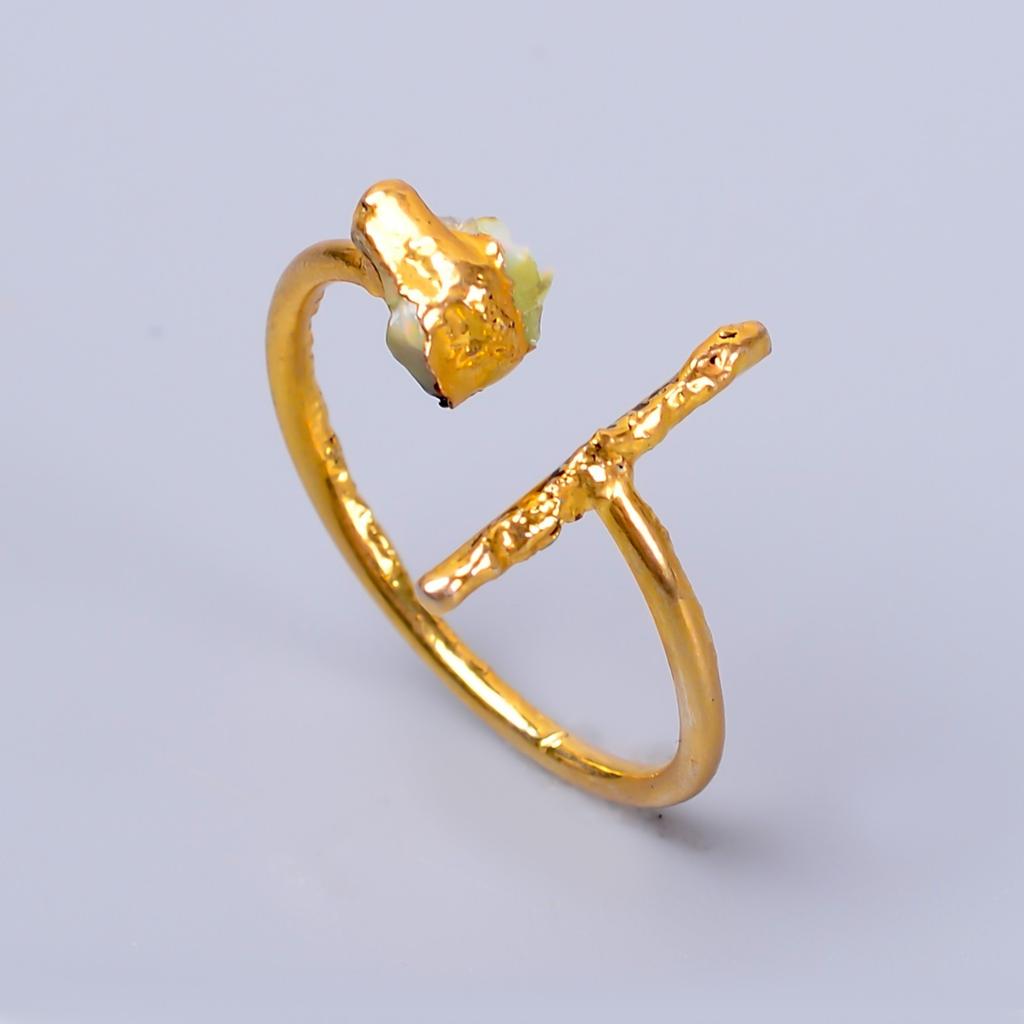 Эфиопский опал камень позолоченное новое гальванопластическое элегантное кольцо вечности ювелирное изделие V-61