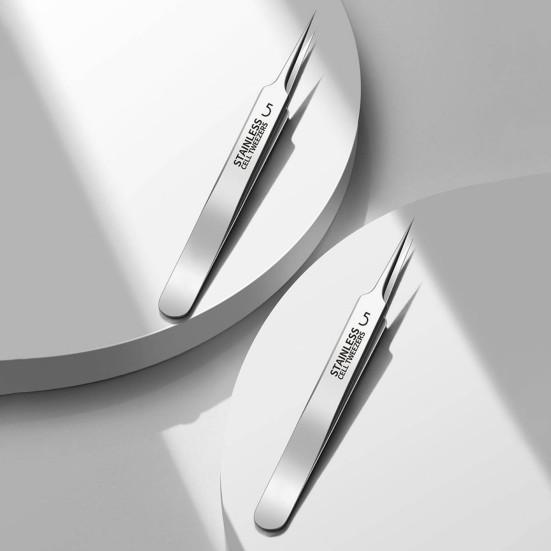 Очень тонкий Нет. 5 пинцетов из нержавеющей стали для удаления угрей и черных точек для ухода за кожей, экстрактор черных точек с 10-кратным увеличительным стеклом, щадящий инструмент для удаления угрей