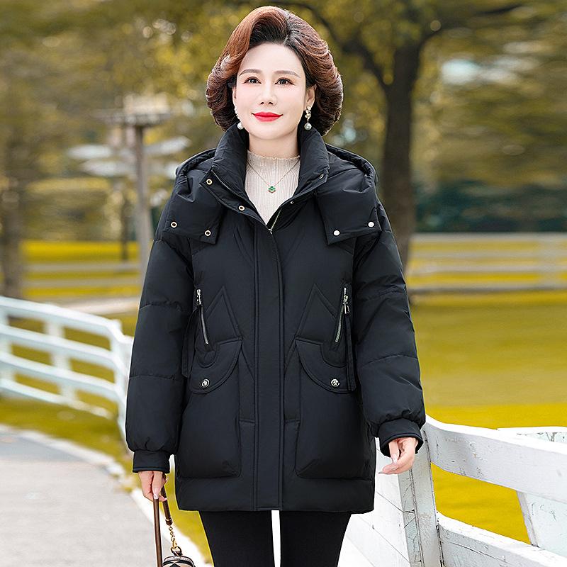 Пуховик женский средней и длинной длины, зимний, толстый и теплый, с капюшоном, для женщин среднего и пожилого возраста