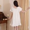 Bowknot Women's Pajama Dress Short Sleeve Princess Nightgown High Waist Ruffle Nightdress  Girls