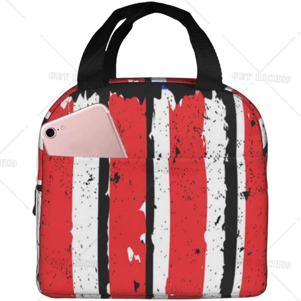 Сумка-тоут с американским флагом для обеда для женщин и мужчин, многоразовый изолированный контейнер для обеда-холодильника с карманом для работы в офисе