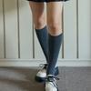 Pink PINEAPPLE [2EA 1SET] BASIC KNEE HIGH SOCKS_CHARCOAL