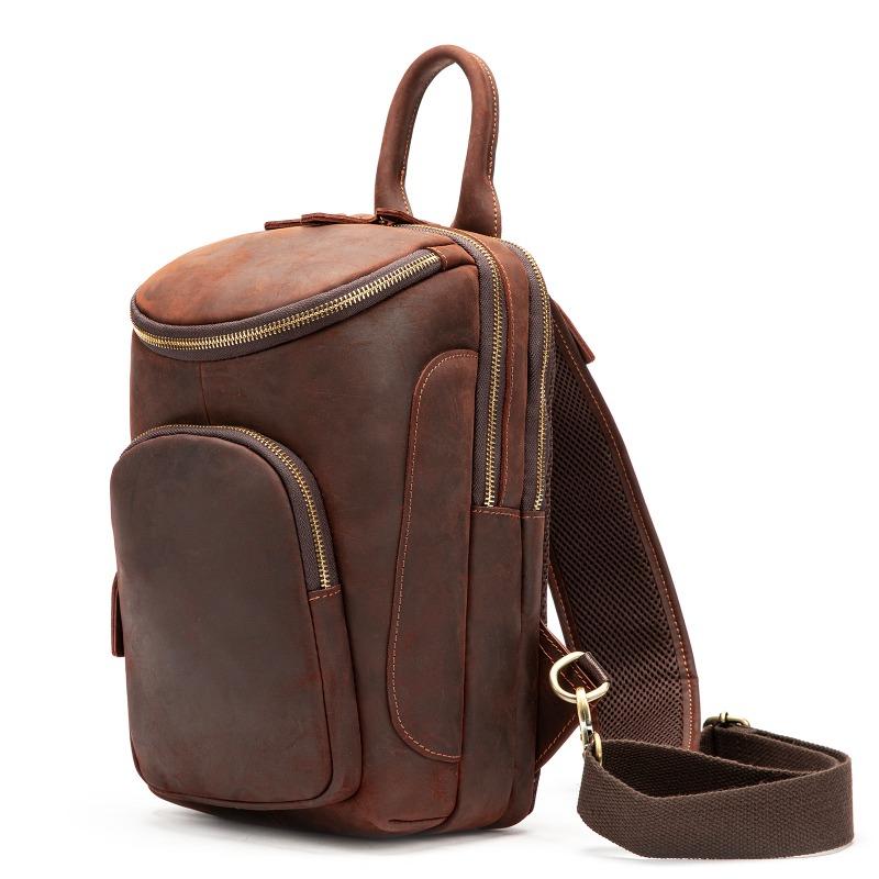 Мужская нагрудная сумка из натуральной кожи Premium Sense Crossbody Bag Vintage Большая вместительная сумка из коровьей кожи с верхним слоем