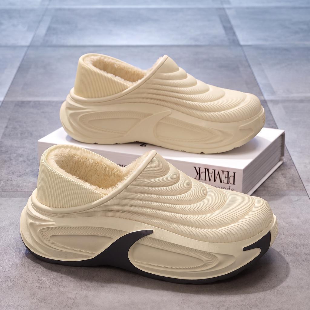 Waterproof cotton slippers men's EVA thick-soled velvet non-slip and wear-resistant indoor home and outdoor wear integrated molding warm cotton shoes