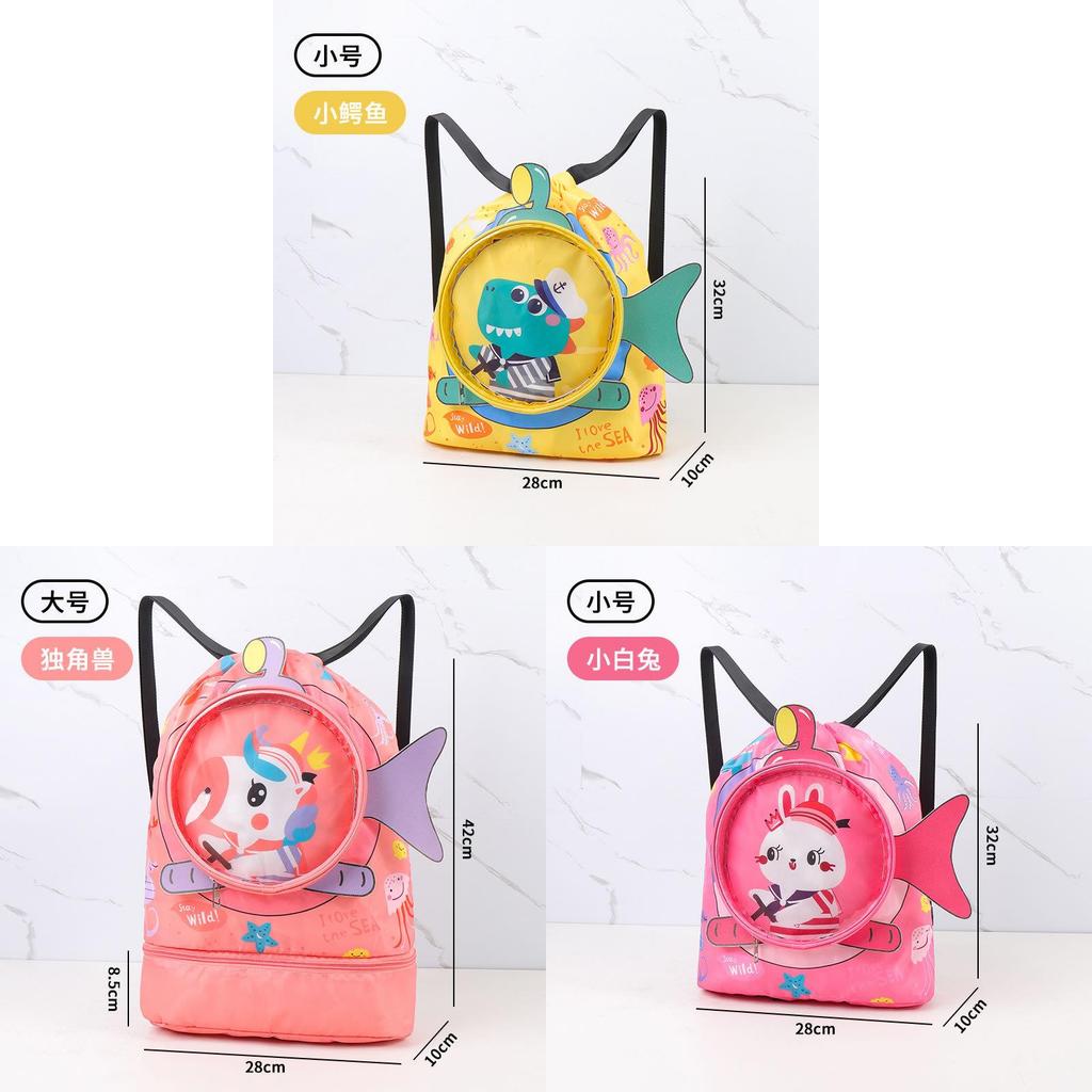 Kids Wet Dry Separation Swim Bag With Large Capacity And Cartoon Design For Bath And Travel