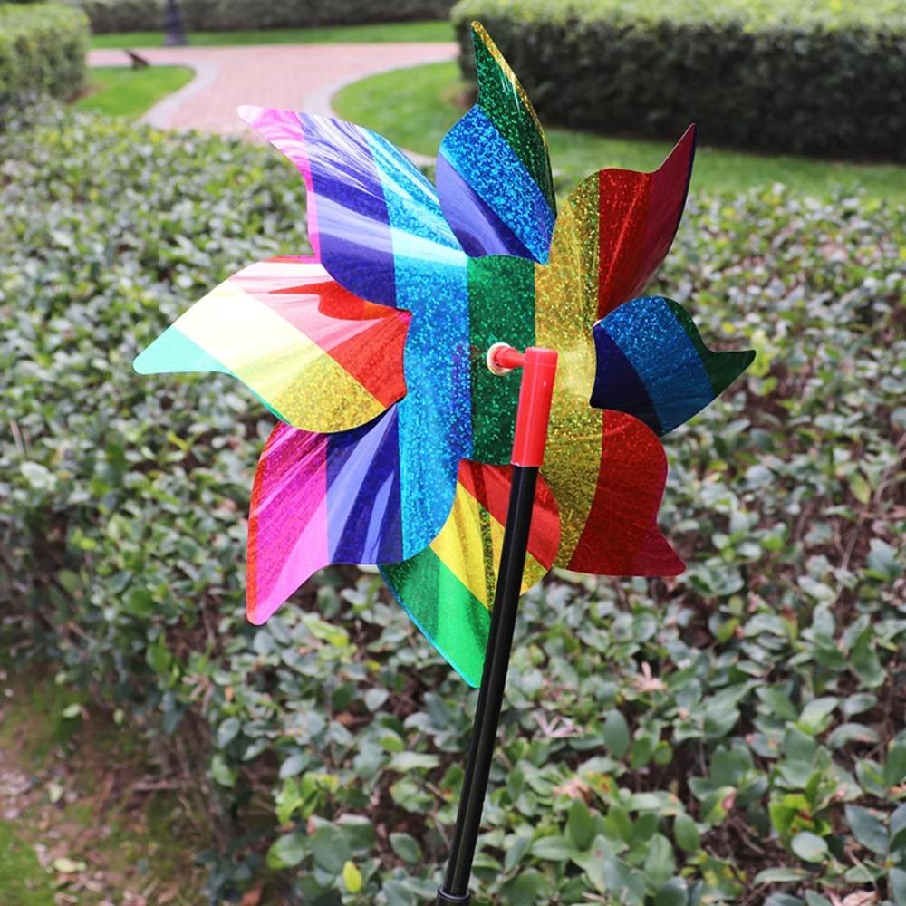 Plastic Windmill Colorful Garden Pinwheels Bird-Scaring Wind Spinner Children
