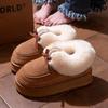 Женские зимние плюшевые нескользящие хлопковые тапочки с толстой подошвой и закрытой пяткой