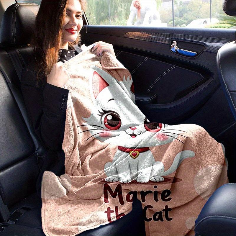 1pc, Cute Cartoon Cat Blanket - Marie the Cat Design, Cartoon Blanket, for Decorating Your Own Sofa and Living Room, Super Soft Flannel, for