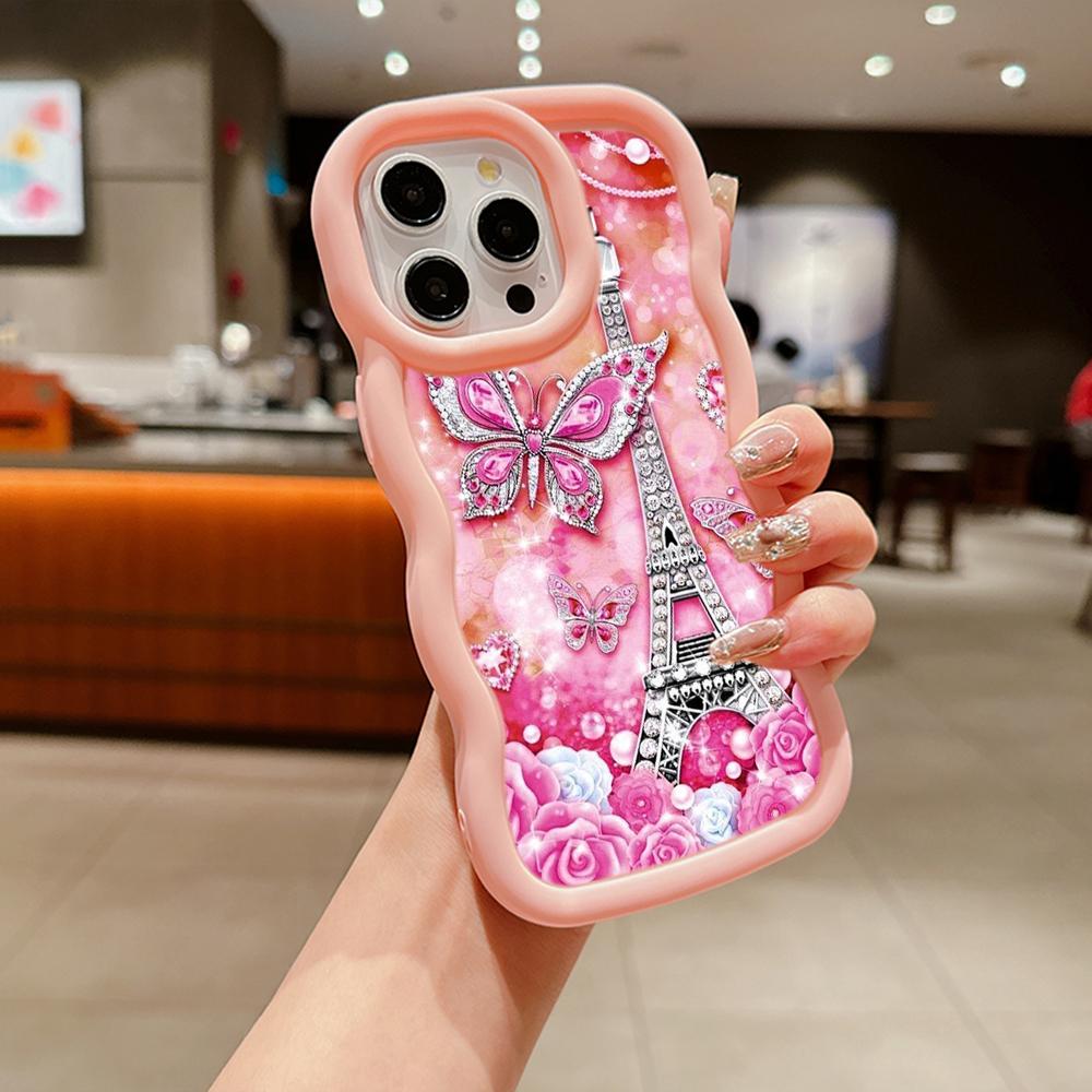 Мягкий чехол для телефона Macaron из ТПУ для Samsung A11 A12 A13 A14 A15 A23 A24 A25 A52 A53 A54 A55 A30 A50 S20 S23 FE S24 Ultra Cover Ae62 Бабочка Эйфелева башня