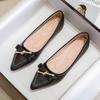 Остроносые туфли-лодочки женские на мягкой подошве летние женские туфли 2025 новая модель с бантом, с мелким вырезом, туфли-лодочки, на плоской подошве, всесезонные, темпераментные женские туфли