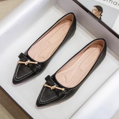 Остроносые туфли-лодочки женские на мягкой подошве летние женские туфли 2025 новая модель с бантом, с мелким вырезом, туфли-лодочки, на плоской подошве, всесезонные, темпераментные женские туфли