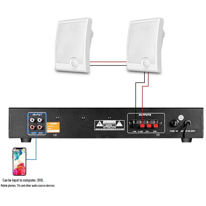 Indoor Wall-Mounted PA Speaker System CN plug (adapter included) (CN version)