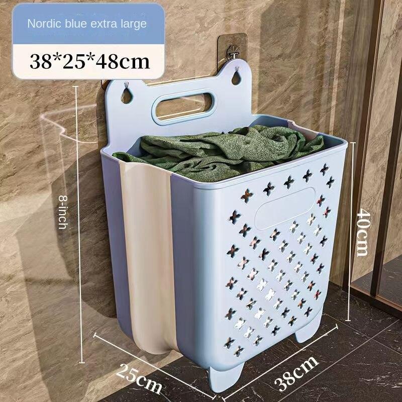 Корзину для грязной одежды можно сложить и повесить на стену без пробивания домашней ванной, нижнего белья, корзина для белья