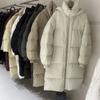Новое зимнее повседневное теплое пуховое пальто в корейском стиле, длинное белое утиное пуховое утолщенное свободное пуховое пальто